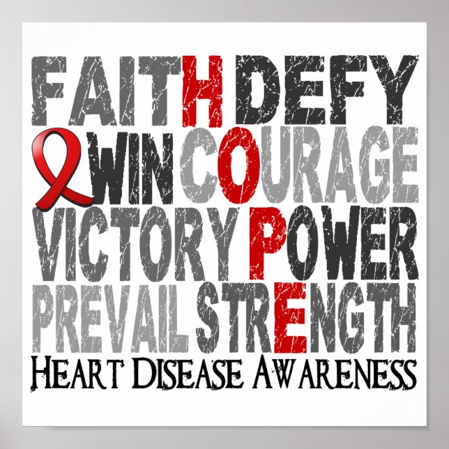 Hope Word Collage Heart Disease Poster (Front)