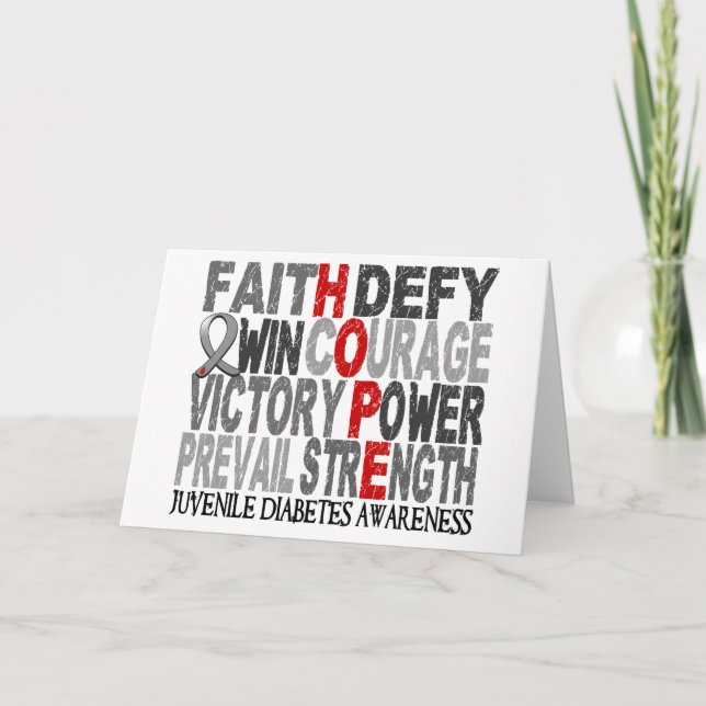 Hope Word Collage Juvenile Diabetes Card (Front)