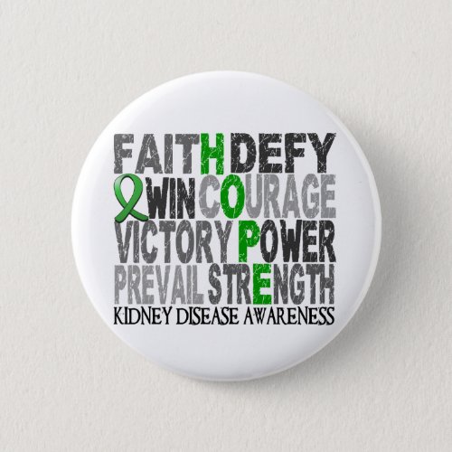 Hope Word Collage Kidney Disease Pinback Button