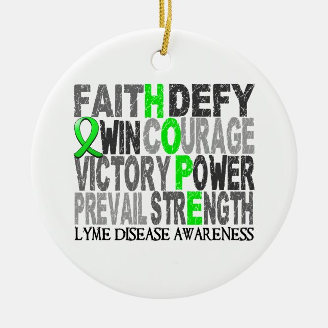 Hope Word Collage Lyme Disease Ceramic Ornament (Front)