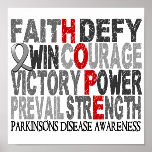 Hope Word Collage Parkinsons Disease Poster