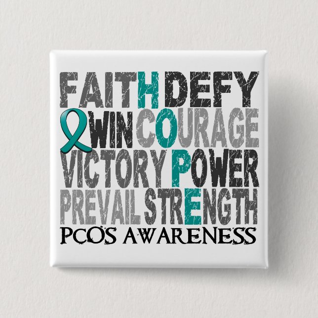 Hope Word Collage PCOS Button (Front)