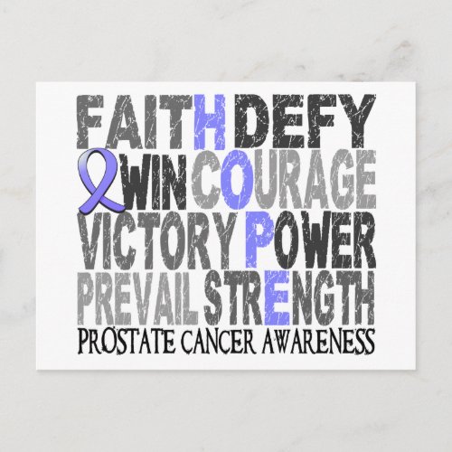 Hope Word Collage Prostate Cancer Postcard