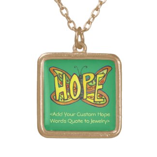 Hope Word Green Butterfly Necklace Art Jewelry
