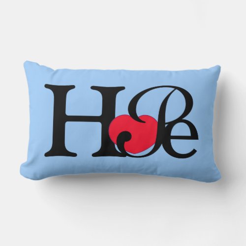 Hope Word Red Heart Lumbar Pillow