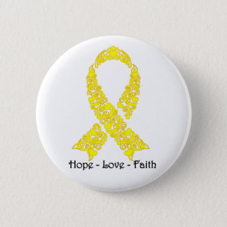 Hope Yellow Awareness Ribbon Button