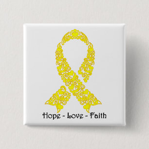 Hope Yellow Awareness Ribbon Pinback Button