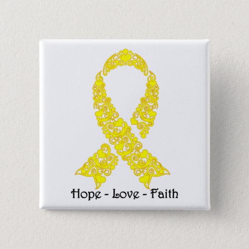 Hope Yellow Awareness Ribbon Pinback Button