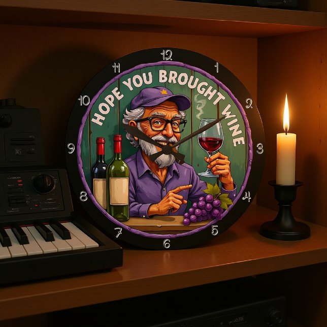 Hope You Brought Wine Old Man Large Clock (Creator Uploaded)
