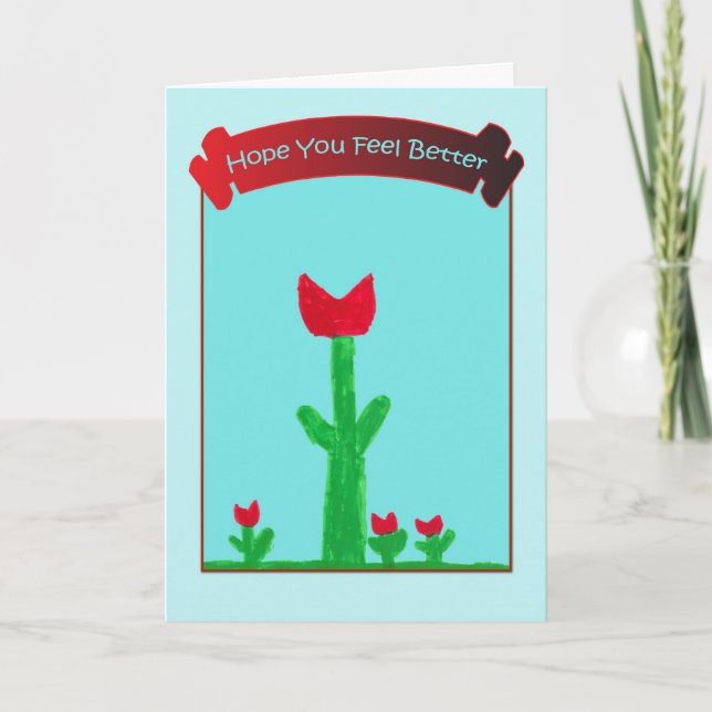 Hope You Feel Better - Red Flowers Card (Front)