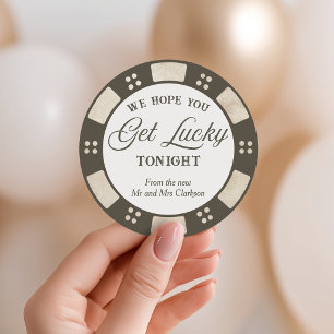 Hope You Get Lucky Wedding Rustic Poker Classic Round Sticker