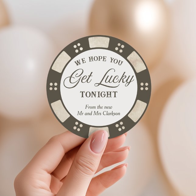 Hope You Get Lucky Wedding Rustic Poker Classic Round Sticker (Creator Uploaded)