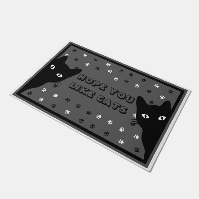 Hope You Like Cats Funny Gift Doormat (Angled)