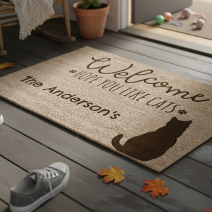 Hope You Like Cats Welcome Family Home Entry Decor Fiber Doormat