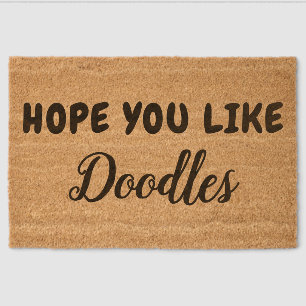 Hope You Like Doodles Funny Goldendoodle Welcome Fiber Doormat
