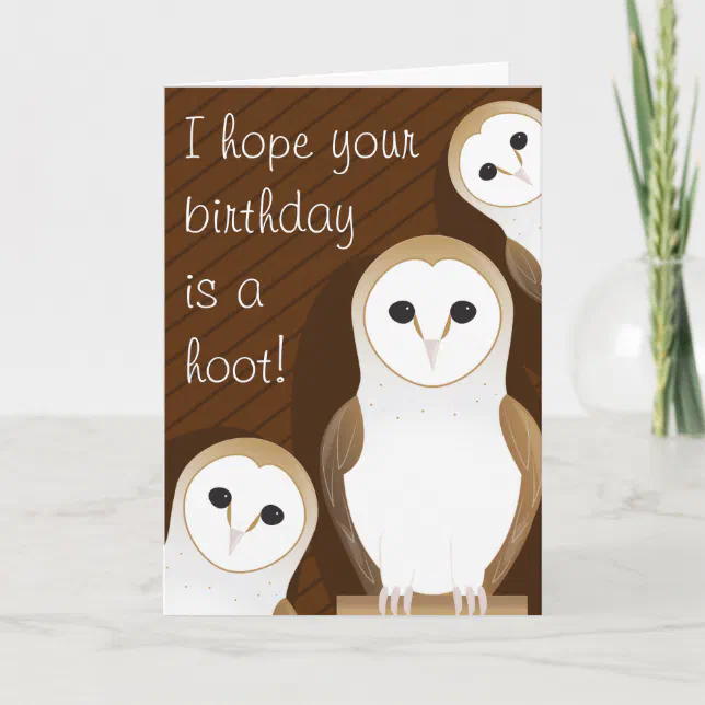 Hope Your Birthday is a Hoot Barn Owl Birthday Card | Zazzle