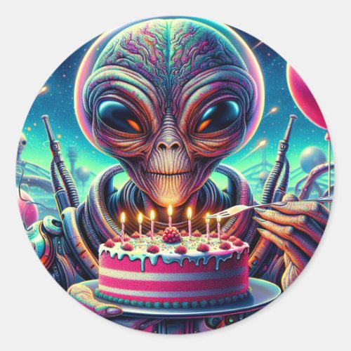 Hope Your Birthday is Out of this World  Alien Classic Round Sticker