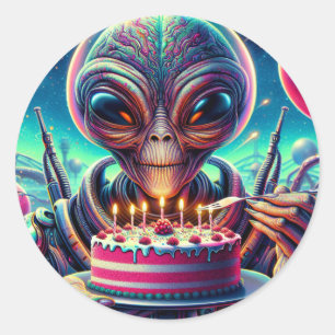 Hope Your Birthday is Out of this World Alien Classic Round Sticker