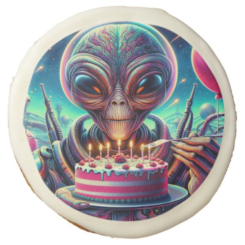 Hope Your Birthday is Out of this World  Alien Sugar Cookie