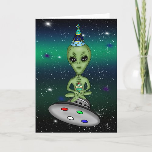 Hope Your Birthday is Outta this World Alien Pun Card