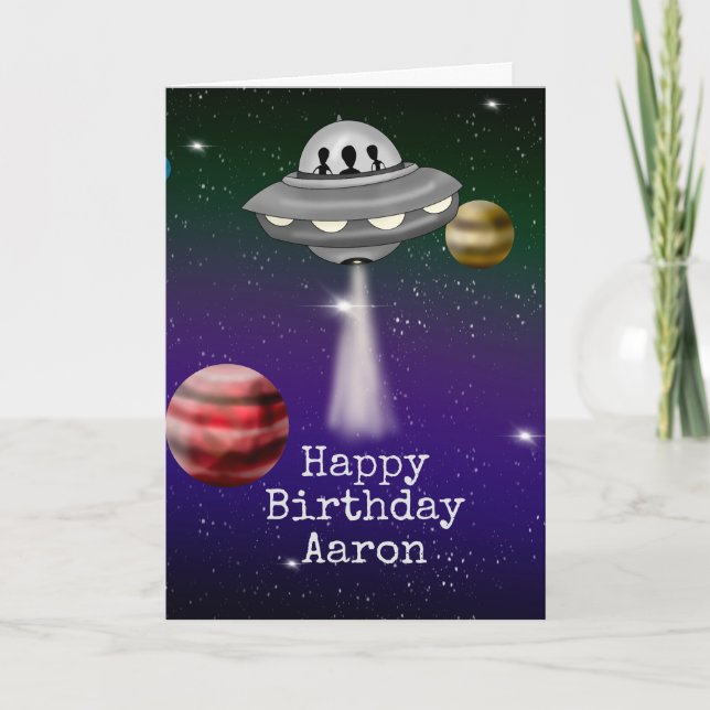 Hope Your Birthday is Outta this World! Alien Pun Card (Front)