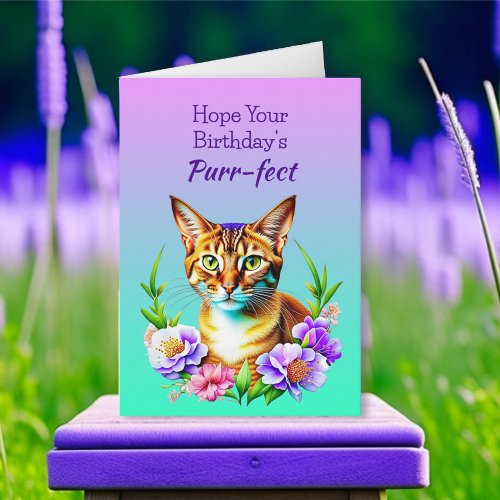Hope Your Birthday is Purr_fect  Cat Pun Card