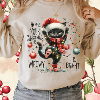 Hope Your Christmas Is Meowy and Bright-Funny Cat T-Shirt