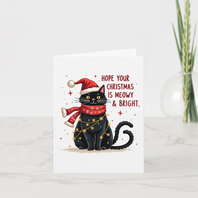 Hope Your Christmas Is Meowy & Bright Card (Front)
