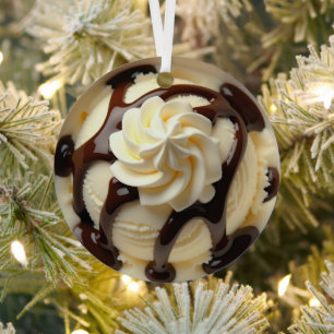 Hope your Christmas is Scoop-er! Ice Cream Pun Metal Ornament