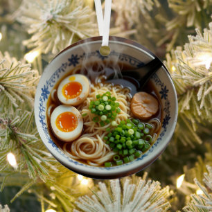 Hope your Christmas is Soup-er! Ramen Pun Metal Ornament