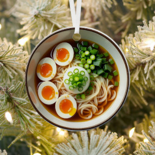 Hope your Christmas is Soup-er! Ramen Pun Metal Ornament
