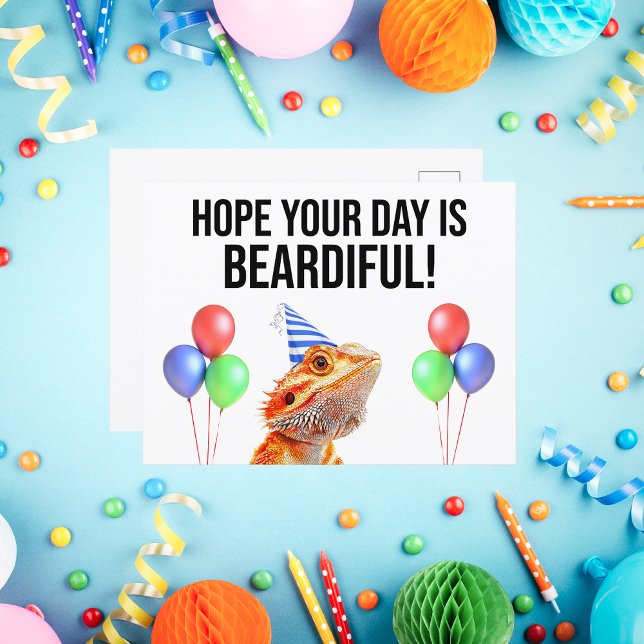 Hope Your Day Is Beardiful Funny Beardie Birthday Postcard (Hope Your Day Is Beardiful Birthday Postcard)
