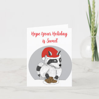 Hope Your Holiday is Sweet Racoon with Cookies   Card