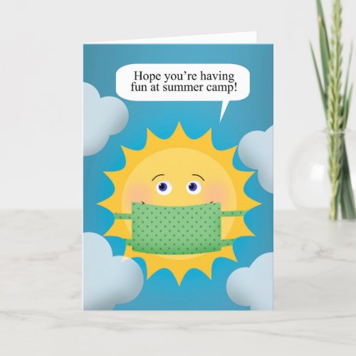Hope Youre Having Fun Summer Camp Sun Face Mask Holiday Card