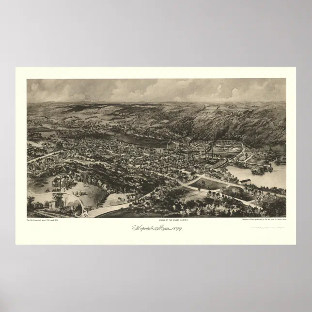Hopedale, MA Panoramic Map 1899 Poster Zazzle