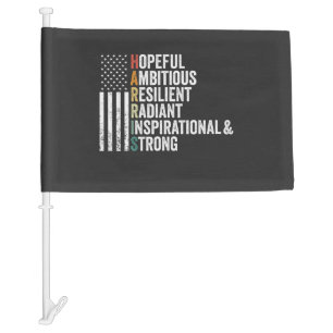 Hopeful Ambitious Resilient Radiant Harris Walz Car Flag