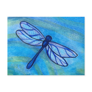 Hopeful Blue Dragonfly Spirit Watercolor Postcard