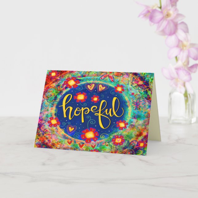 Hopeful Fun Floral Pretty Trendy Whimsical Card (Orchid)