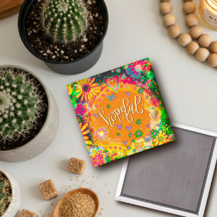 Hopeful Hearts Fun Yellow Floral Inspirivity Magnet