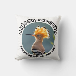 Hopeful Hoopoe Throw Pillow