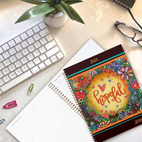 Hopeful Inspiring Pretty Floral Personalized Fun Planner