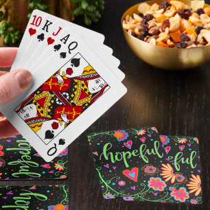 Hopeful Pretty Floral Fun Cheerful Inspirivity Poker Cards