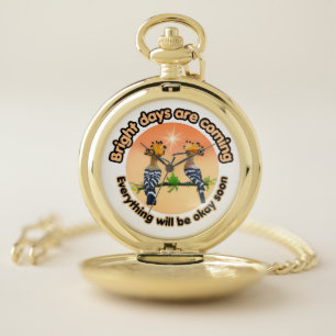 Hopeful Sunrise Hoopoe Birds- Bright Days Pocket Watch