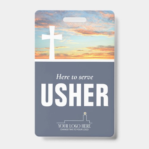 Hopeful Sunrise White Cross Church Usher Badge