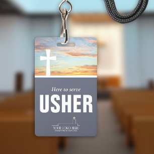 Hopeful Sunrise White Cross Church Usher Badge
