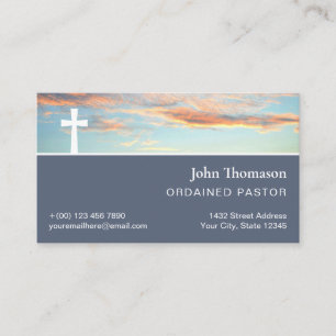 Hopeful Sunrise White Cross Clergy One Sided Business Card