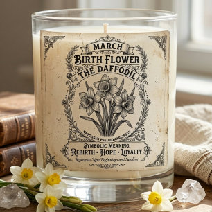 Hopeful Vintage March Daffodil Birthday Gift Scented Candle