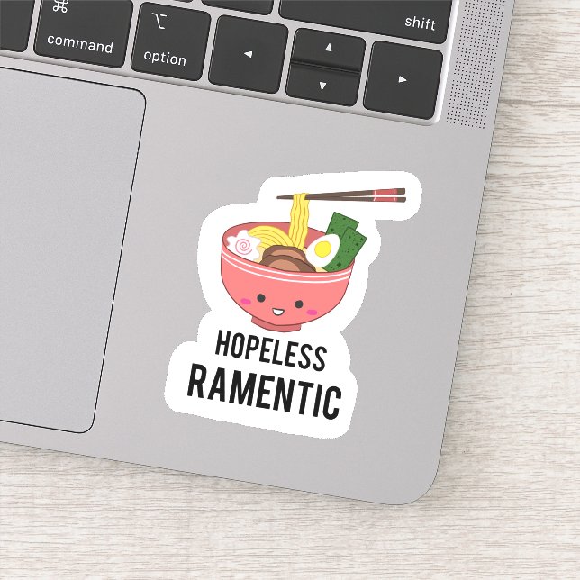 Hopeless Ramen-tic Kawaii Ramen Pun Noodles Sticker (Detail)