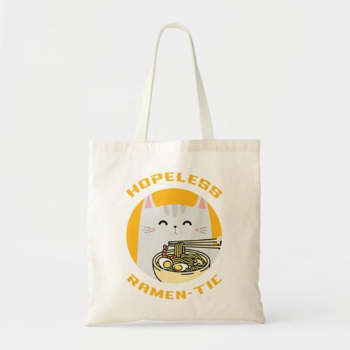 Hopeless Ramentic Romantic Pun Cat Kawaii Kitty Pr Tote Bag