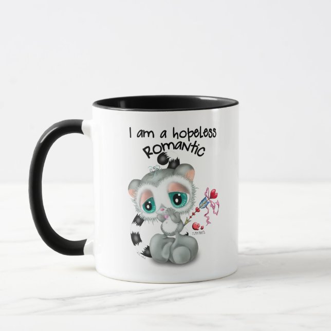Hopeless romantic adorable Lemur - hand-drawn Mug (Left)